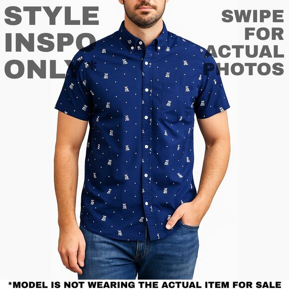 Cactusman Button-Down w Bulldog Pattern Slim Fit Large [0019] - Picture 2 of 9